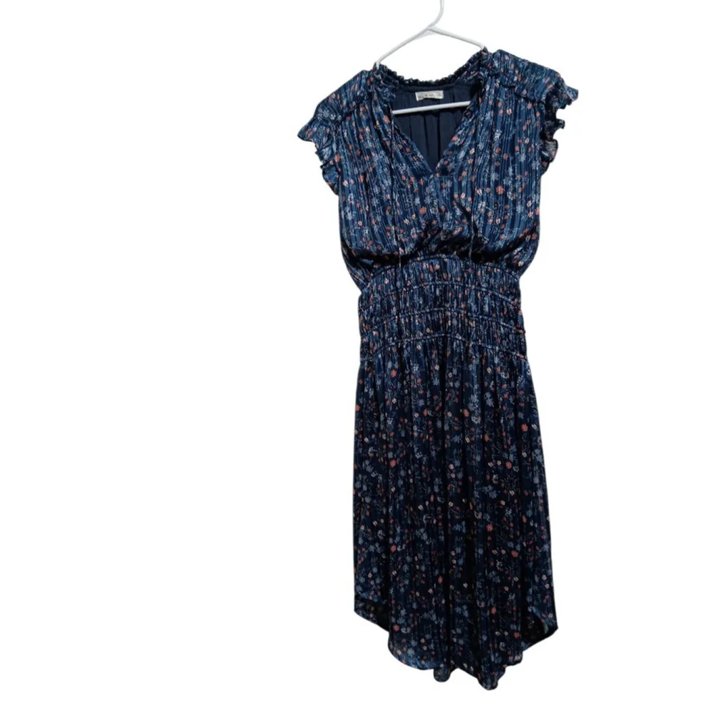 WAPG Beautiful Floral Flowy Ruffle Sleeve Dress Smocked Lined Boho Cottagecore